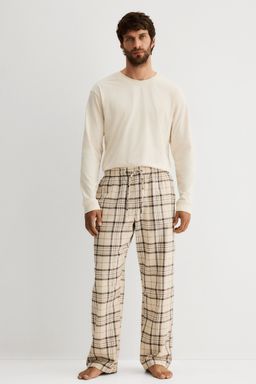 H&M - Men White Cotton Pyjama Top And Bottoms
