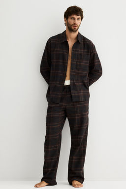 H&M - Men Blue Flannel Pyjama Shirt And Bottoms