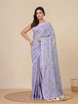 CHARUKRITI - Grey Heart Motifs Cotton Soft Saree