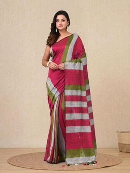 CHARUKRITI - Multicolor Stripes Cotton Soft Saree