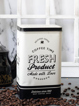 Voncasa - Metal Coffee Jar Off White (1700ml)