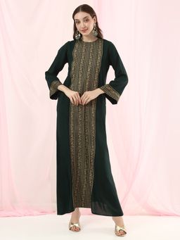 Globus - Women Green Paisley Printed Three Fourth Sleeve Dress