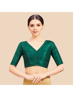 Studio Shringaar - Raw Silk V-Neck Stitched Blouse