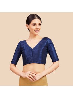Studio Shringaar - Raw Silk V-Neck Stitched Blouse