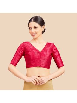 Studio Shringaar - Raw Silk V-Neck Stitched Blouse