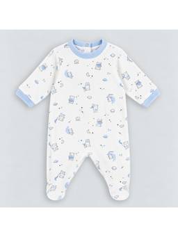 Chicco - Boys White And Blue Printed Nappy Opening Babysit