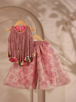 CASA NINOS - Sunlit Lotus Organza Kurti With Palazzo