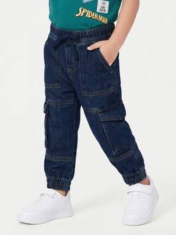 max - Boys Dark Wash Denim Cargo Joggers