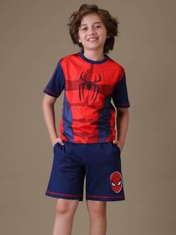 Kidsville - Official Marvel Spider-Man Graphic Printed Costume T-shirt And Shorts