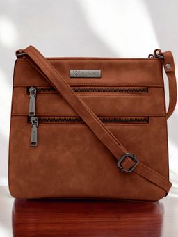 VISMIINTREND - Women Premium Vegan Leather Stylish Tan Sling Bag (M)