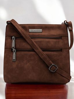 VISMIINTREND - Women Premium Vegan Leather Stylish Brown Sling Bag (M)