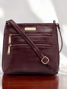 VISMIINTREND - Women Premium Vegan Leather Stylish Wine Sling Bag (M)