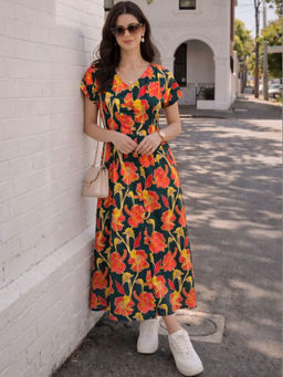 Doria Lifestyle - Green Printed Pure Cotton Regular Dress