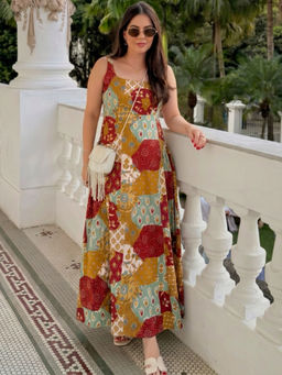Doria Lifestyle - Multi-Color Printed Pure Cotton Regular Dress
