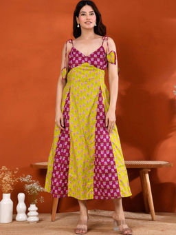Doria Lifestyle - Mustard Printed Pure Cotton Regular Dress
