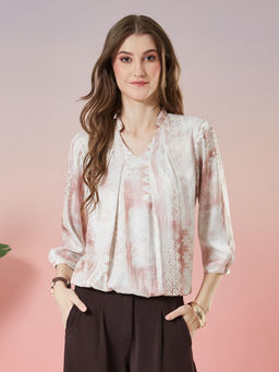 Latin Quarters - Pink Printed Polyester Regular Top