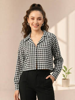 Oxolloxo - Black Checks Cotton Regular Shirt