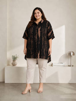 Oxolloxo - Black Abstract Rayon Relaxed Shirt