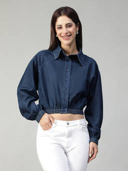 Oxolloxo - Blue Solid Cotton Regular Shirt