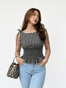 IZF - Black Checks Cotton Regular Top