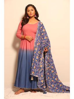 Ghoomar Jaipur - Blue Pink Shaded Kurta (Set of 3)