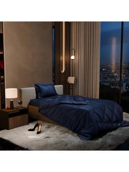 Stoa Paris - Date Night Navy Blue Satin Single Comforter