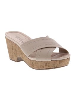 MODARE - Beige Casual Peep Toes Block Heels