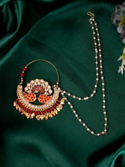 Silvermerc Designs - Gold Plated Peacock Wedding Bridal Nose Ring