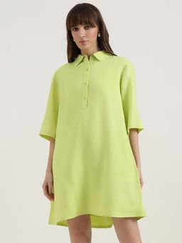 United Colors of Benetton - Regular Fit Spread Collar Solid Dress