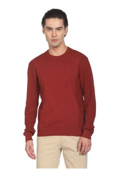 Arrow - Men Red Crew Neck Textured Sweater