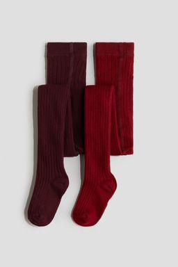 H&M - Girls 2-Pack Rib-Knit Tights