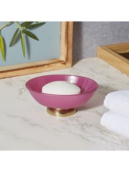 HomeTown - Emilia Glass Frosted Colored Soap Dish In Plum Colour