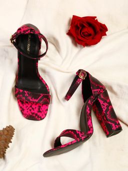 Bruno Manetti - Women Pink Slip On Square Toe Sandal Heels