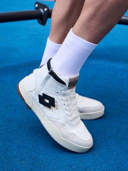 LOTTO - Hoop Star OG High White & Black Leather Sneakers for Men