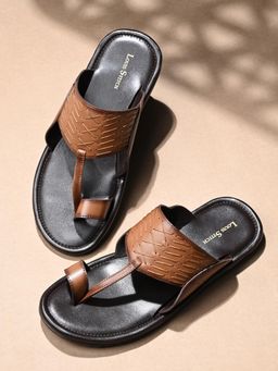 Louis Stitch - Tan Kolhapuri Style Lightweight Toe Ring Leather Sandals