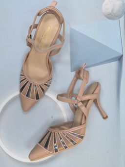 Ronnie Grey - Women Pink Embroidered Sandal Heels