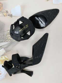 Ronnie Grey - Women Black Embellished Sandal Heels
