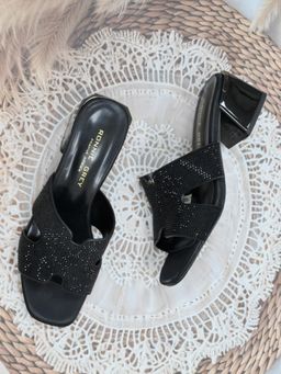 Ronnie Grey - Women Black Embellished Sandal Heels
