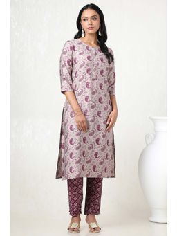 Soch - Women Grey Rayon Paisley Print Kurta with Pant (Set of 2)
