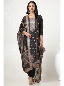 Soch - Women Black Brocade Ethnic Motifs Kurta with Pant & Dupatta (Set of 3)