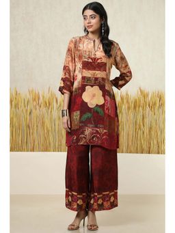 Soch - Womens Multicolour Crepe Floral Print Kurta with Palazzo (Set of 2)