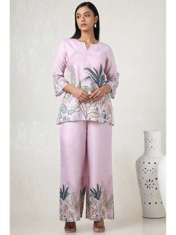 Soch - Women Pink Linen Floral Print Co-Ord (Set of 2)