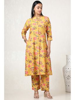 Soch - Women Mustard Viscose Blend Floral Print Kurta & Pant (Set of 2)