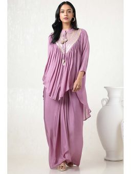 Soch - Women Lavender Chinon Embellished Kaftan Tunic with Skirt (Set of 2)