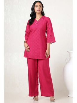 Soch - Women Pink Viscose Blend Embroidered Kurti with Palazzo (Set of 2)