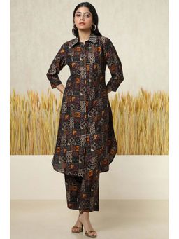 Soch - Women Black Muslin Ethnic Motifs Kurta with Pant (Set of 2)
