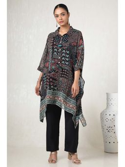 Soch - Women Black Georgette Blend Ethnic Motifs Kaftan Kurta & Inner with Pant (Set of 3)