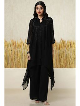 Soch - Womens Black Georgette Embellished Kurta & Inner with Palazzo (Set of 3)