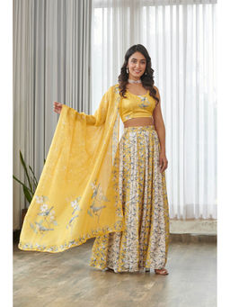 Pasha India - Kesar Yellow Kali Lehenga & Choli with Dupatta