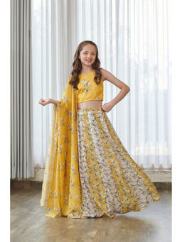 Pasha India - Kesar Yellow Kali Lehenga & Choli with Dupatta Kids